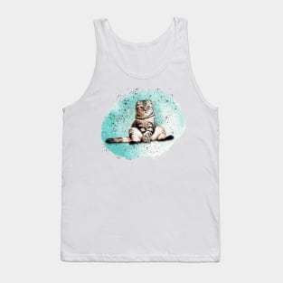 sitting cat watercolor painting Tank Top